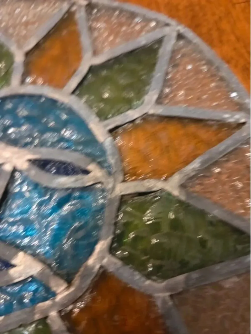 Handmade Stained Glass Sun Face Suncatcher Window Decor